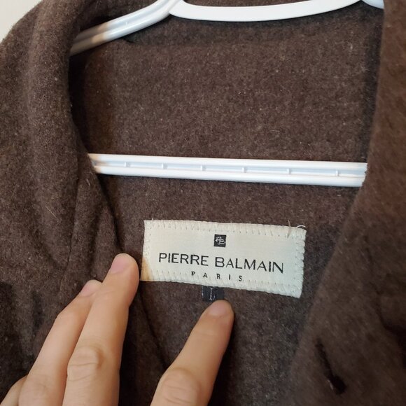Vintage Pierre Balmain Wool Coat Brown Size L - Picture 4 of 5